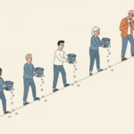 booster club software: people passing a bucket uphill while tokens spill out at every handover
