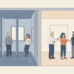 mighty networks alternatives: three people in separate walled rooms beside four people together in one open room