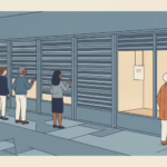 chamber management software: a row of shuttered shopfronts with two lit windows showing plain price cards